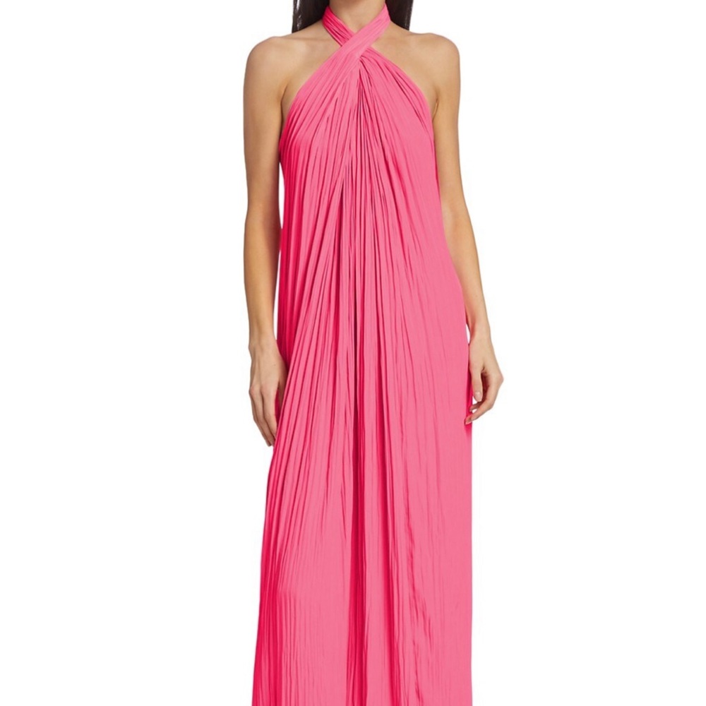 ALC Rio Gathered Halter Maxi Dress, neon pink
